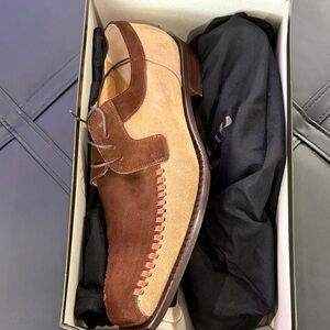 Two-Tone Brown Suede and Leather Oxfords